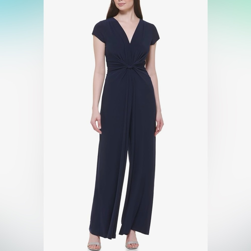 Vince Camuto Navy Short Sleeve V-Dressy Jumpsuit-Never Worn!
